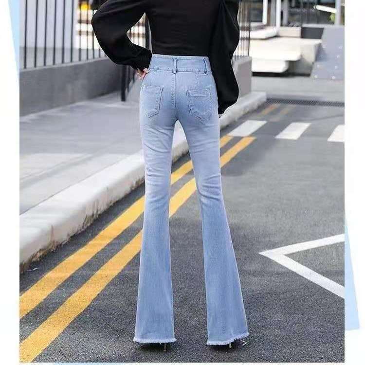 Quần Jeans Ống Loe Lưng Cao Co Giãn Mẫu Mới 2022 Thời Trang Cho Nữ