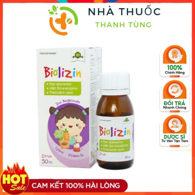 Biolizin kẽm ZInc hữu cơ lysin b6 Giúp bé ăn ngon Tăng đề kháng Tăng hấp thu dưỡng chất - NTTT