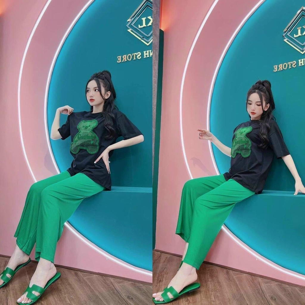 ƠSét thun mickey áo thêu gấu siêu hot 4 màu vải chất lượng