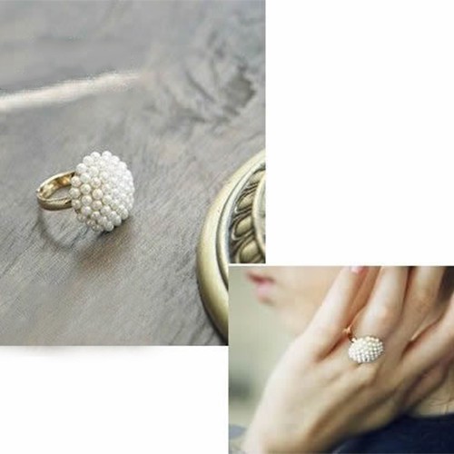 Nhẫn đính hạt ngọc trai nhân tạo tinh tế để đi tiệc