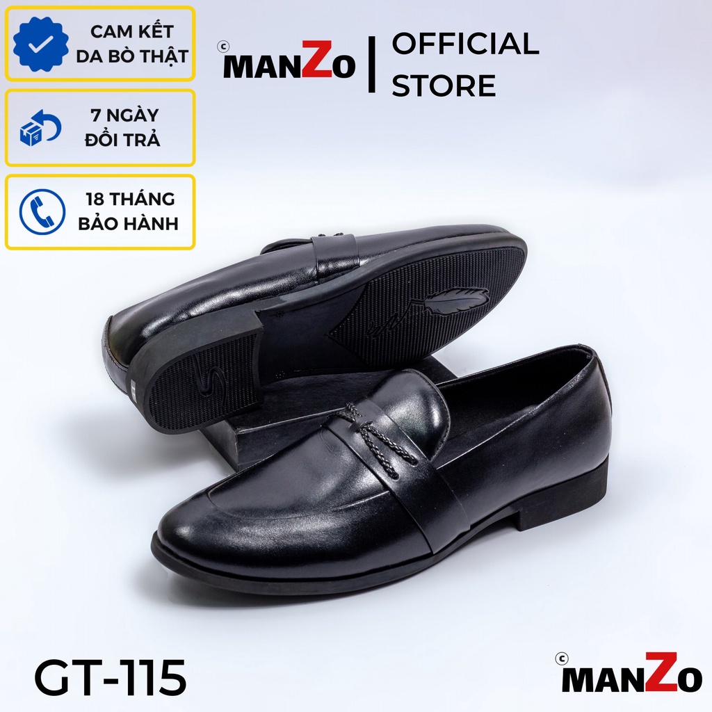 Giày lười nam công sở da bò nhập khẩu cao cấp MANZO - giày dép bảo hành 12 tháng – GT 115
