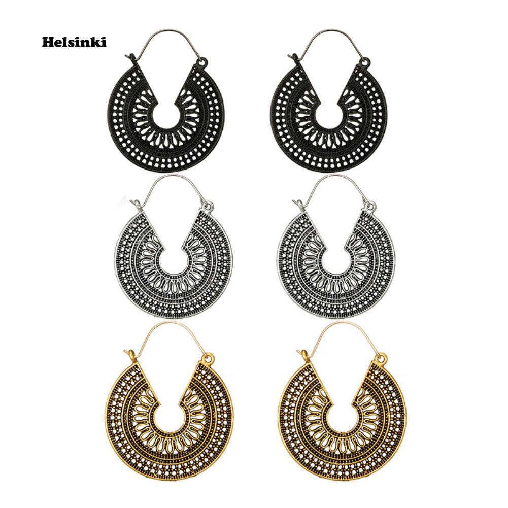 Đôi Khuyên Tai Kim Loại Hình Chữ C Vintage Cho Nữ