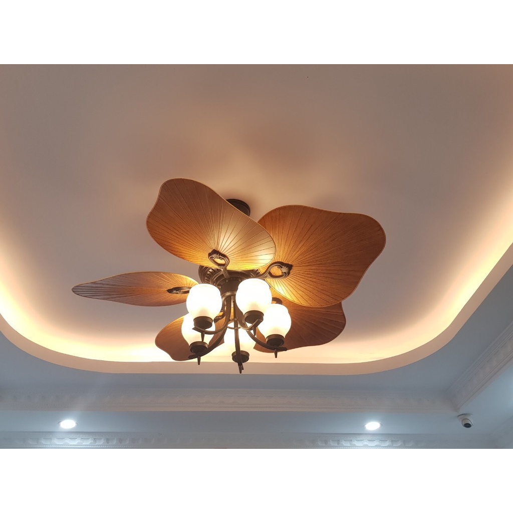 Mẫu mới nhất: Quạt trần cánh lá sang  trọng có đèn trang trí - Rất êm và mát - Sang trọng - Có điều khiển từ xa