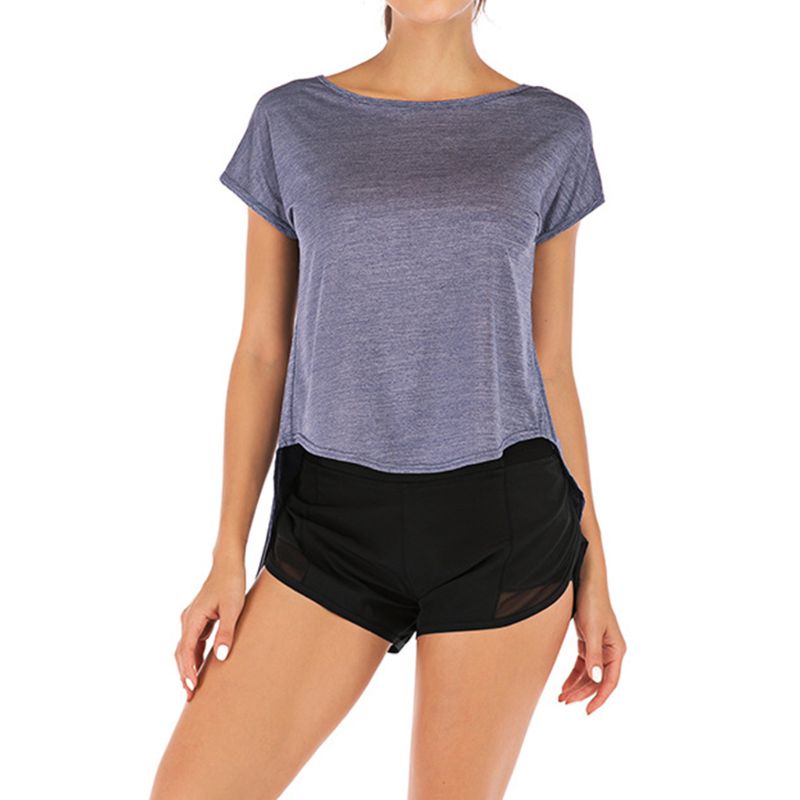 Áo Thun Thể Thao Ngắn Tay Hở Lưng Thời Trang Tập Yoga Cho Nữ