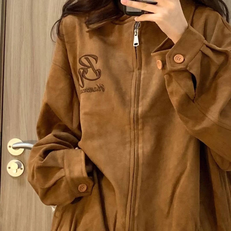 Áo Khoác Bóng Chày Dáng Rộng Phong Cách Retro Mỹ Đơn Giản Thời Trang Xuân Thu Dành Cho Nữ