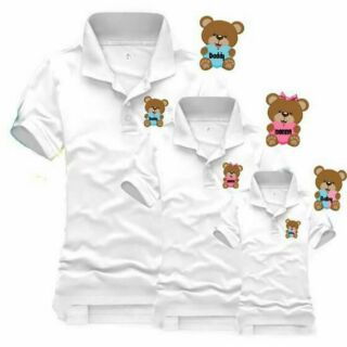 Áo gia đình gấu cổ bẻ