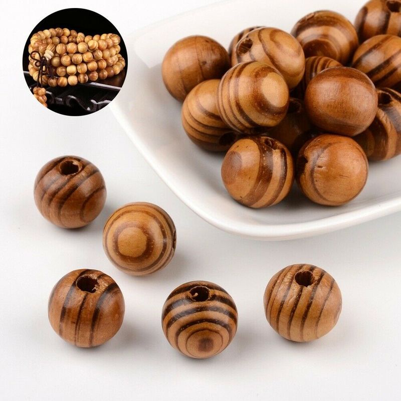 Chuỗi Hạt Đá Tròn Tự Nhiên Bằng Gỗ Tự Nhiên 6mm 8mm 10mm 12mm 18mm Làm Trang Sức Thủ Công