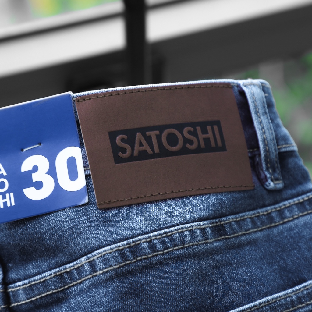 Quần Jean nam Satoshi SAQJ49 màu xanh wash basic chuẩn form slimfit chất co giãn thoáng mát
