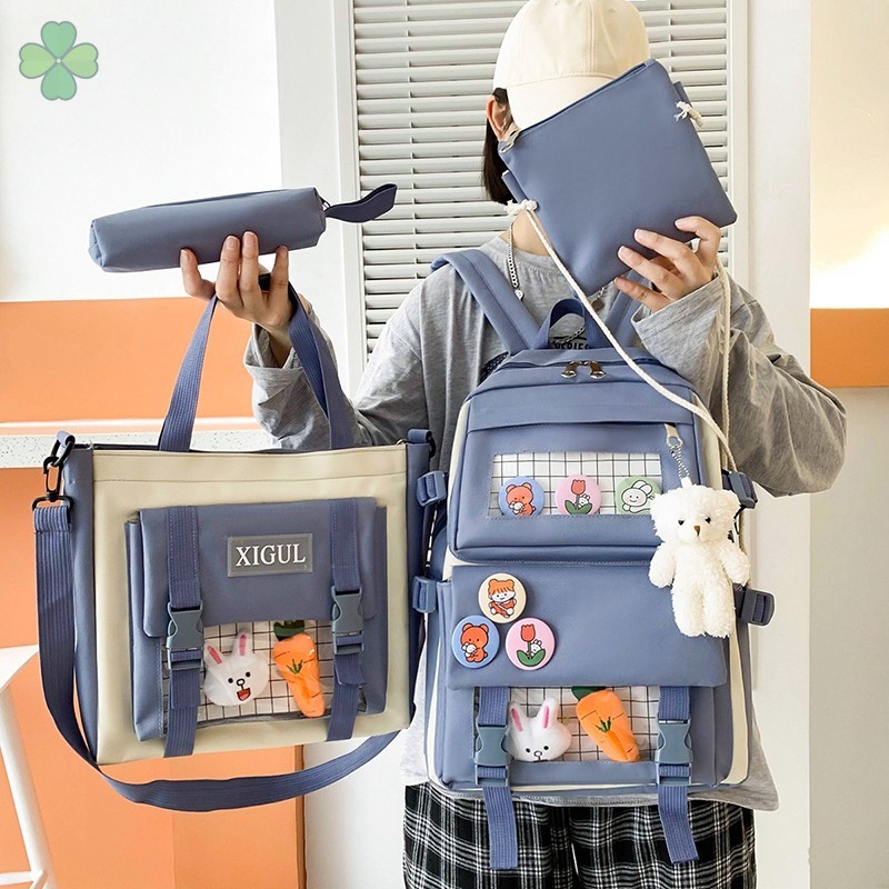 Bộ Ba Lô Túi Ví In Hình Hoạt Hình Dễ Thương Cho Nữ