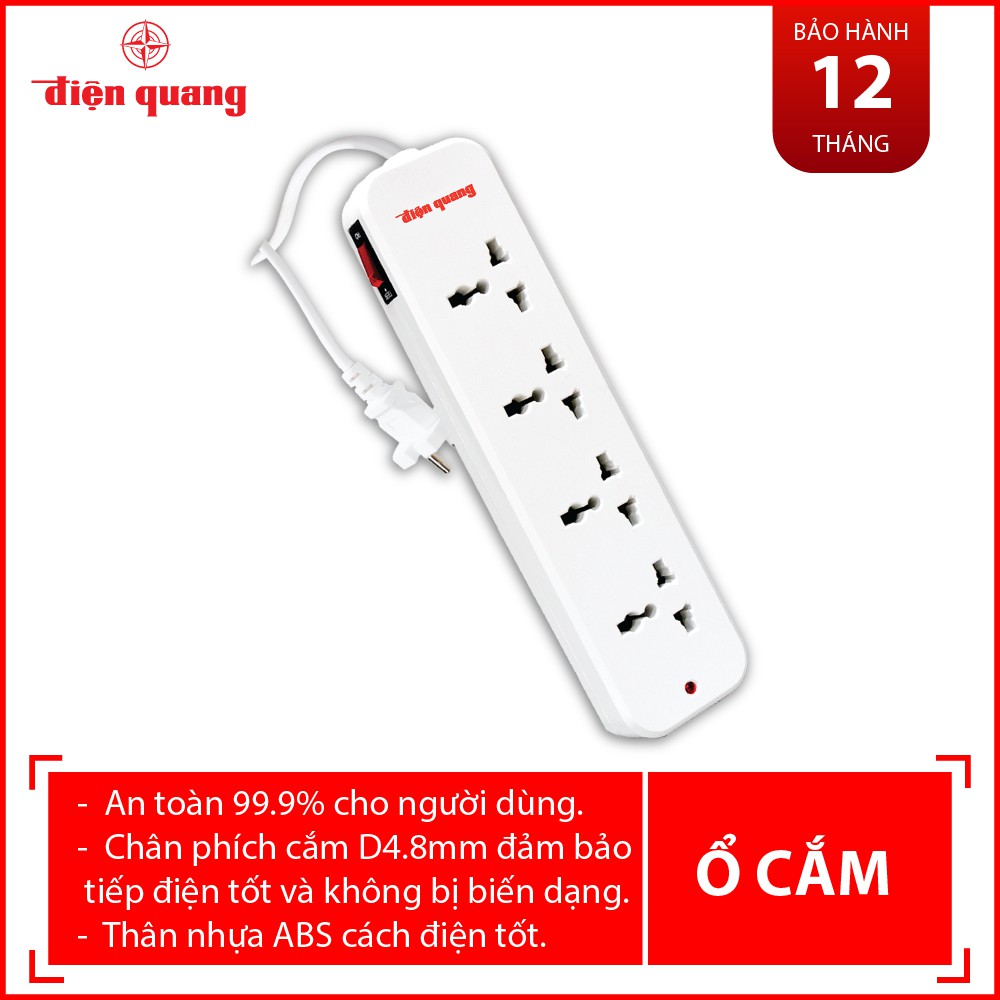 Ổ cắm Điện Quang ĐQ ESK02 (4 lỗ 3 chấu)