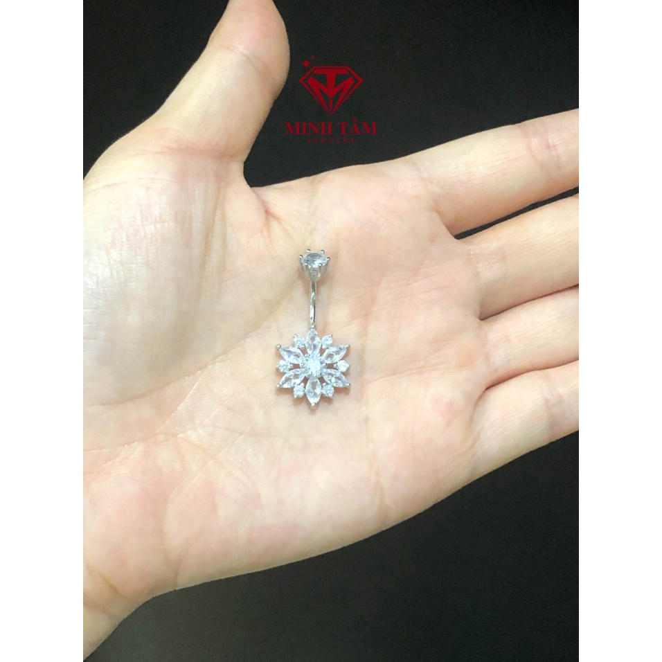 Khuyên rốn bạc 925 hình bông tuyết gắn đá hàng nhập khẩu-Minh Tâm Jewelry
