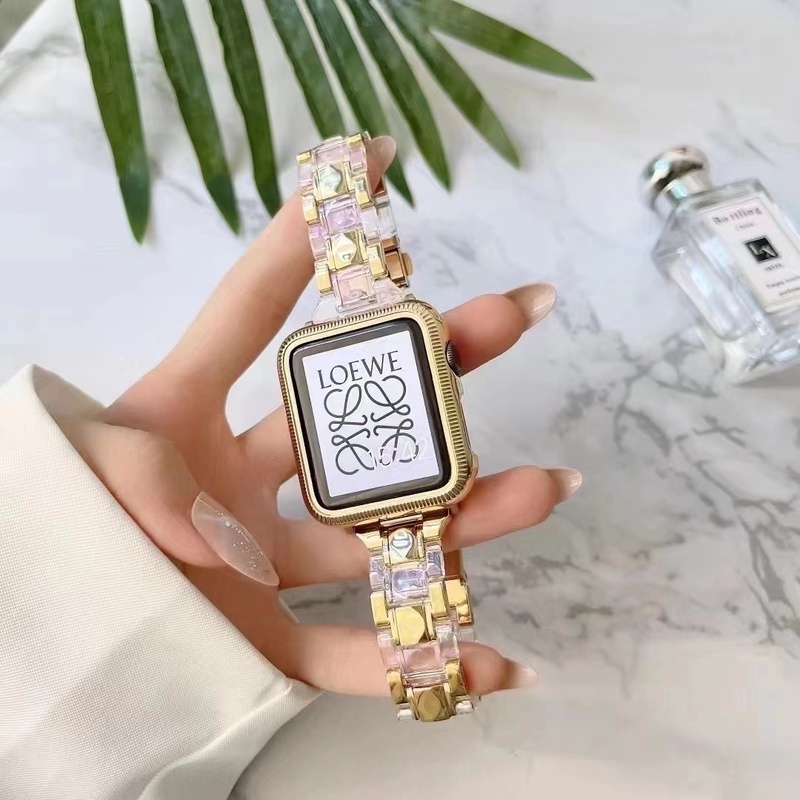 Dây Đeo Đồng Hồ laser Mạ Điện Trong Suốt Dành Cho Apple watch Series 7 6 5 4 3 41mm 45mm