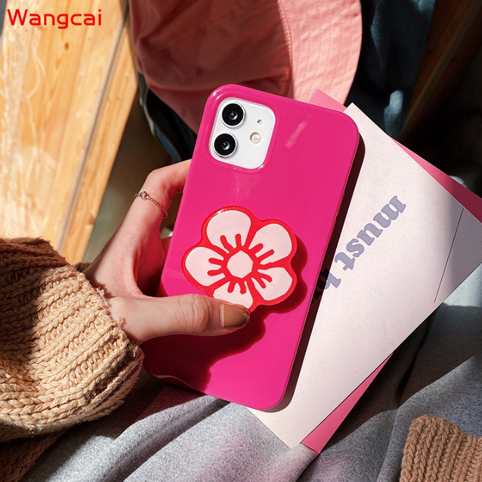 Huawei Nova 8 7 Pro 7i 6 SE 4e 4 3i 3 P40 P30 P20 Mate 40 30 20 Pro Phone Case Flower Holder Stand Candy Rose Red Plum Fresh Cute Simple Soft TPU Casing Case Cover