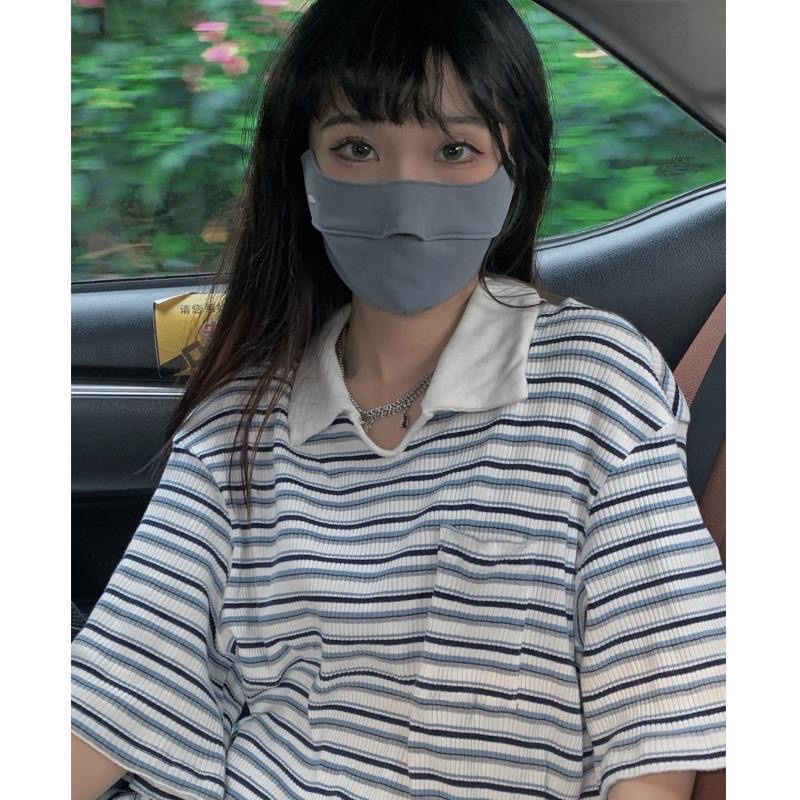 Áo thun form rộng hoạ tiết kẻ sọc ngang chất thun tăm