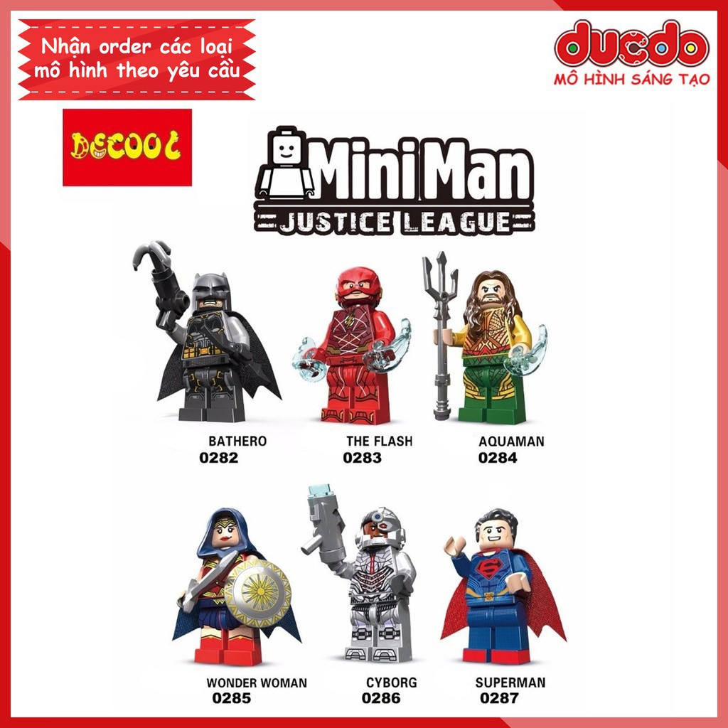 Minifigures các nhân vật Justice League tuyệt đẹp - Đồ chơi Lắp ghép Mô hình Mini Batman DECOOL 0282 0287