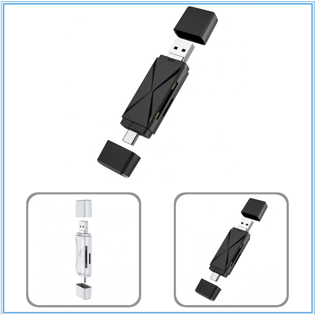 Đầu đọc thẻ nhớ OTG Micro-SD/TF 4 trong 1 USB 2.0 tốc độ cao 2 khe cắm cho điện thoại