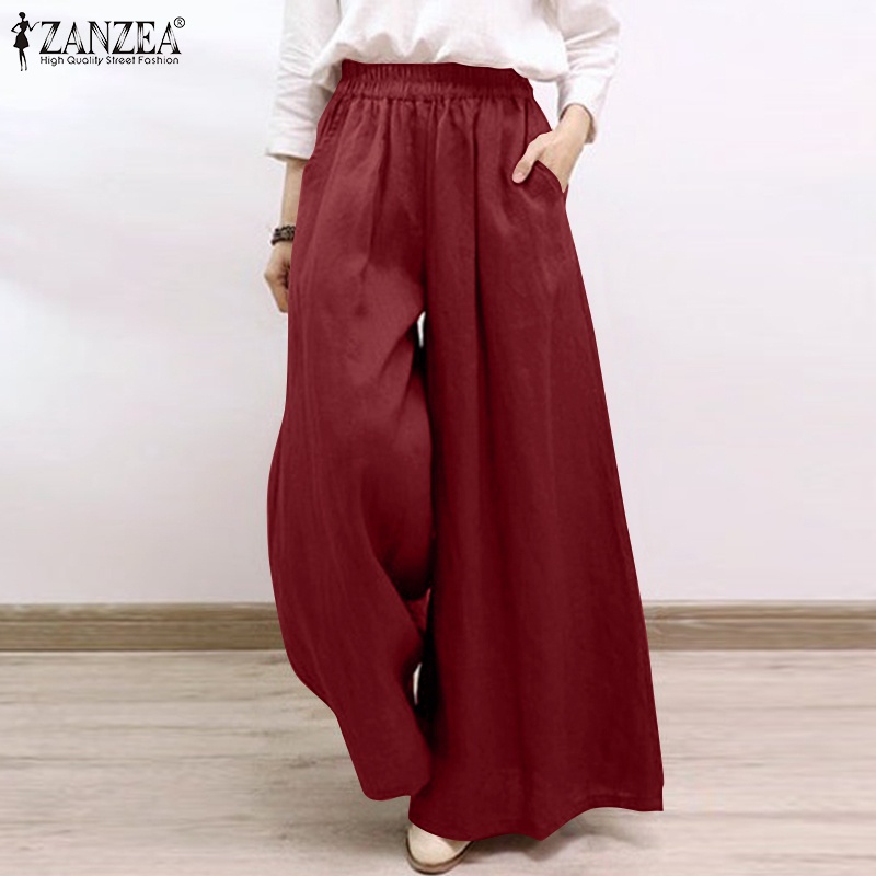 Quần dài ZANZEA ống rộng thời trang dành cho nữ