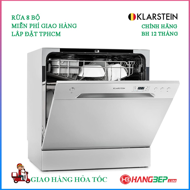 Máy rửa chén 8 bộ Klarstein Amazonia Nhập khẩu từ Đức Bảo hành tại nhà 12 tháng