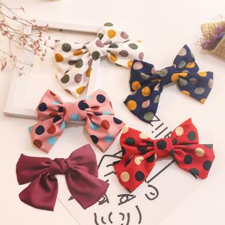 Kẹp tóc đính nơ họa tiết chấm bi phong cách Hàn Quốc đáng yêu cho nữ 2020