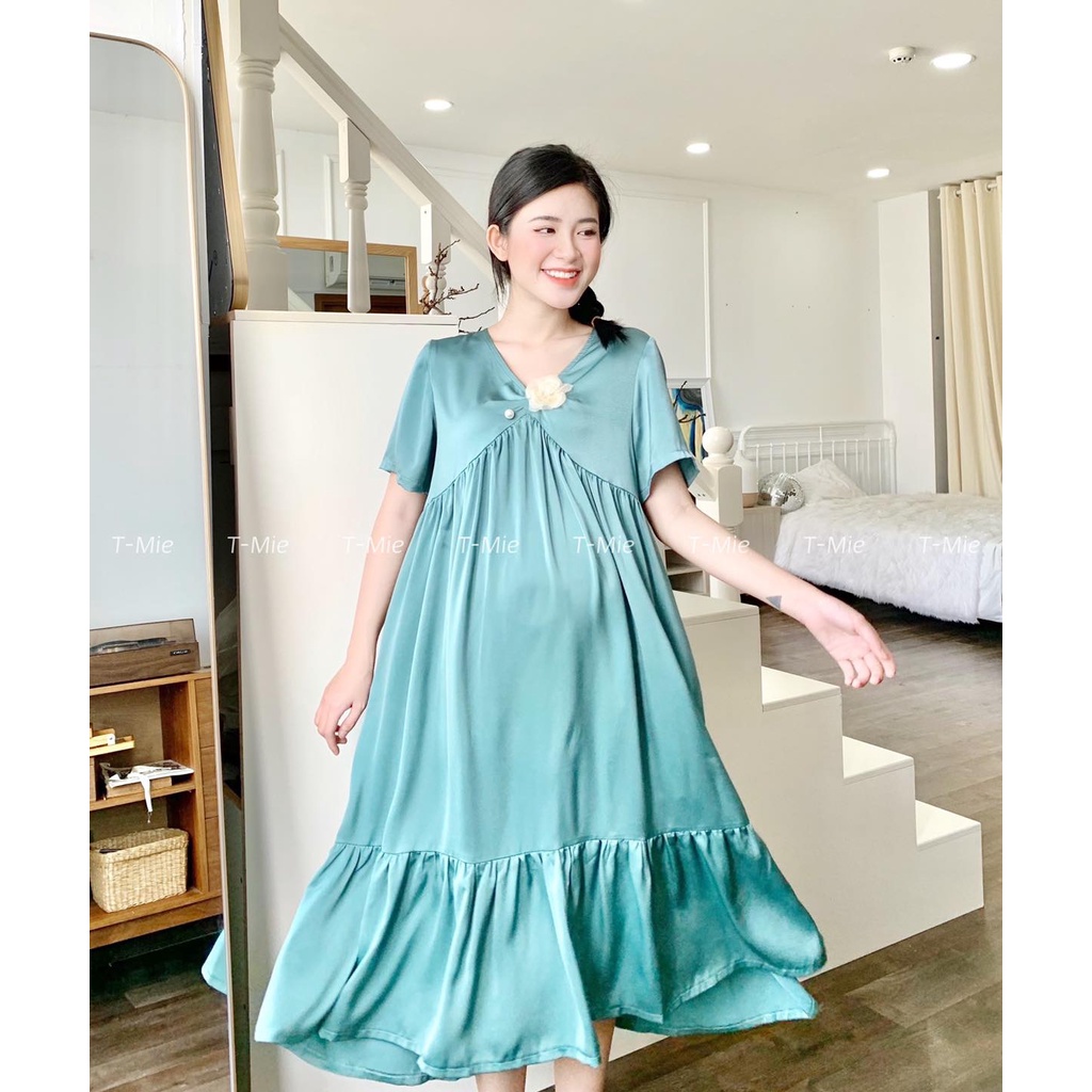 T-Mie | Đầm Bầu Thiết Kế Lụa Form Suôn Sang Trọng ,Công Sở ,Dạo Phố ,Đi Tiệc Đẹp