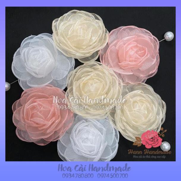 Hoa cài áo ⚡𝑭𝒓𝒆𝒆𝒔𝒉𝒊𝒑⚡️ Hoa Cài Áo - Tag hoa voan cài áo không nhụy - Hoa vải cao cấp -Bông cài Hannn Handmade
