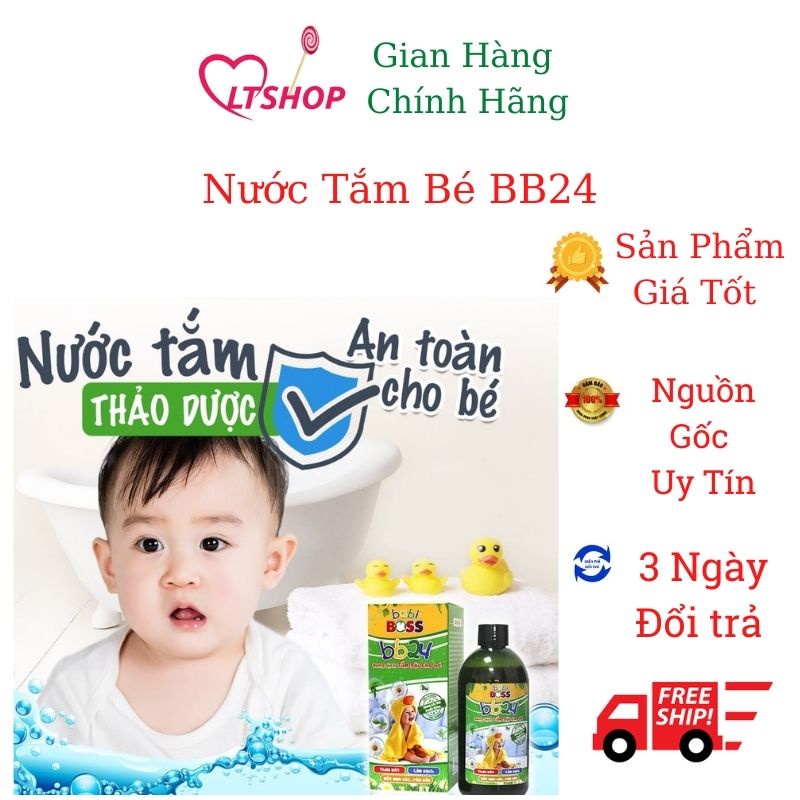 Nước Tắm Thảo Dược BABI BOSS BB24  300ml Sạch Rôm Sảy, Hăm Tã, Mẩn Ngứa Ở Trẻ An Toàn Từ Thảo Dược