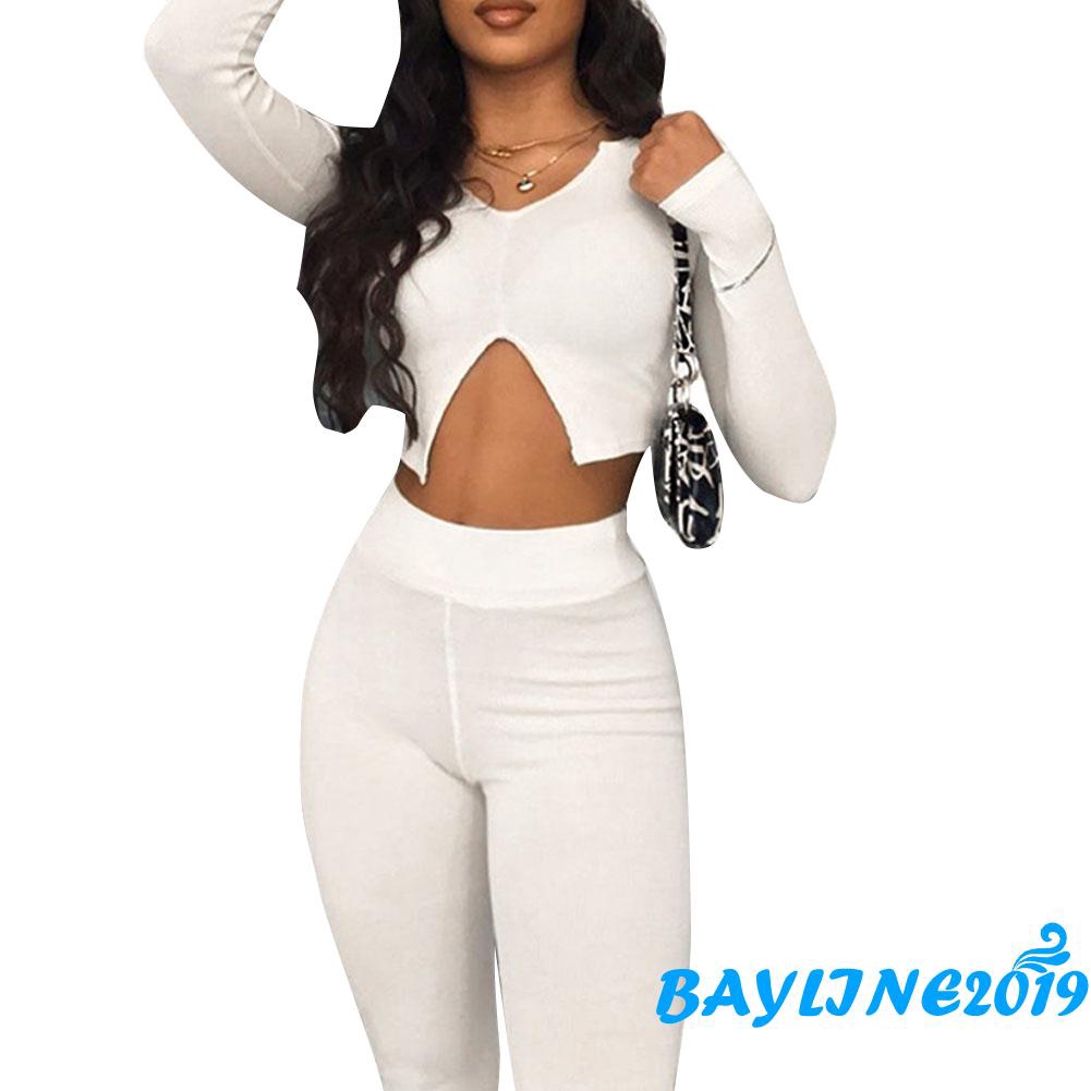 Áo Lửng Tay Dài Màu Trơn Gợi Cảm Cho Nữ