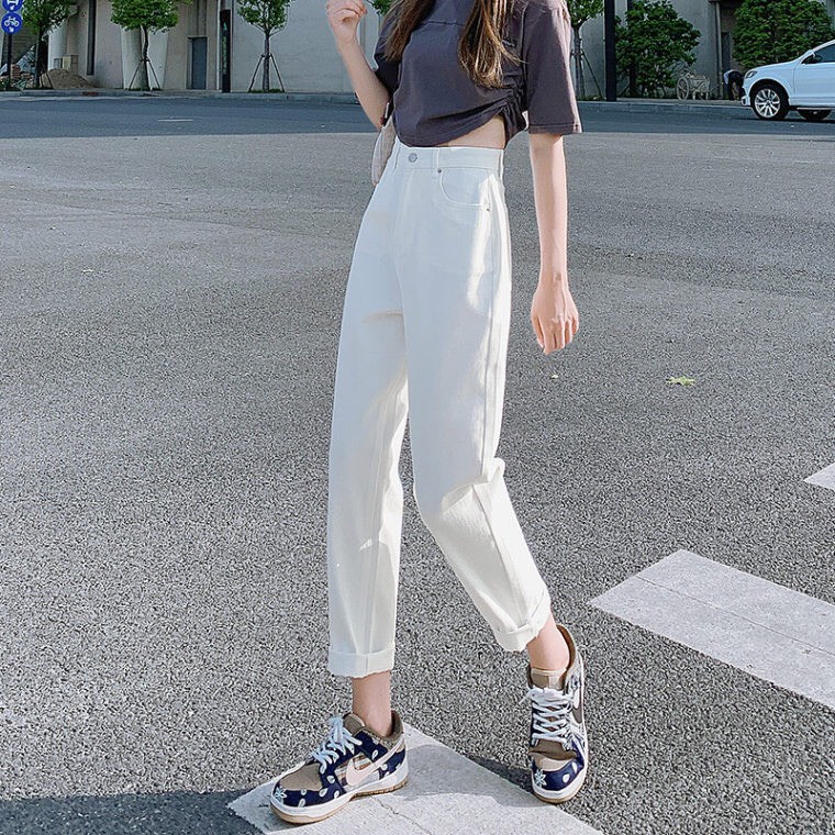 QUẦN BAGGY JEANS NỮ LƯNG CAO LAI CUỐN MÀU TRẮNG XANH NHẠT ĐEN MỀM MỊN THÂN THIỆN MÔI TRƯỜNG CỰC CAO CẤP NITIQC