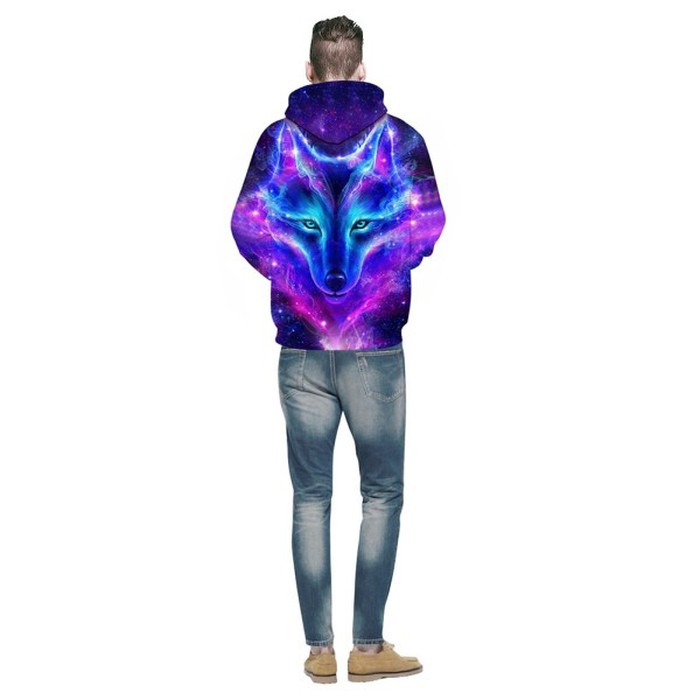 Áo Khoác Hoodie In Hình Sói Galaxy 3d Độc Đáo