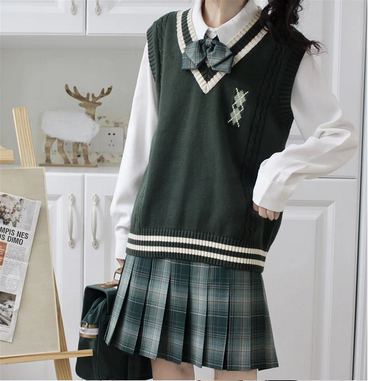 Áo Gile JK Sweater Academy Sweet  New Japanese Loose Fitting Pullover Knitted Vest Female