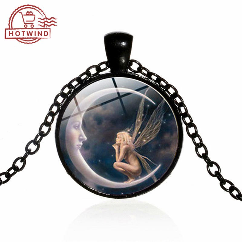 Dây chuyền mặt trăng khuyết khắc hình chữ Fairy On The Moon