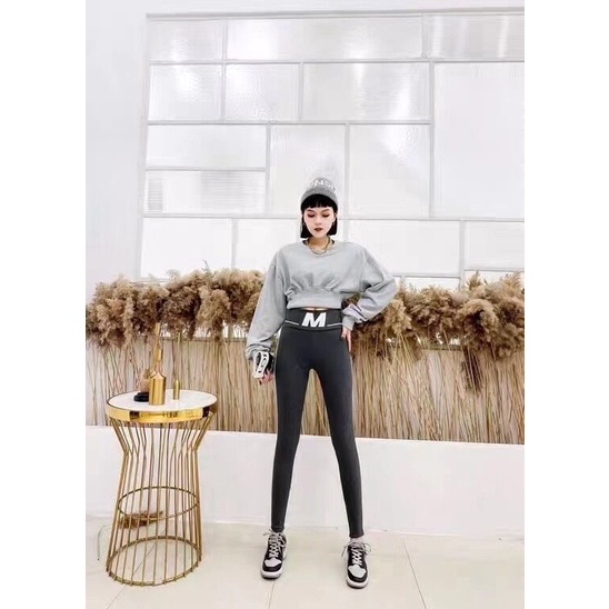 Quần Legging Nữ ❤️FREESHIP❤️ Quần legging len tăm cạp cao chữ M mã QA18