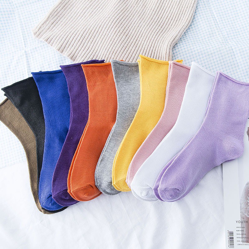 Tất cao cổ nhiều màu trơn phong cách Hàn Quốc, vớ cao cổ nữ phong cách