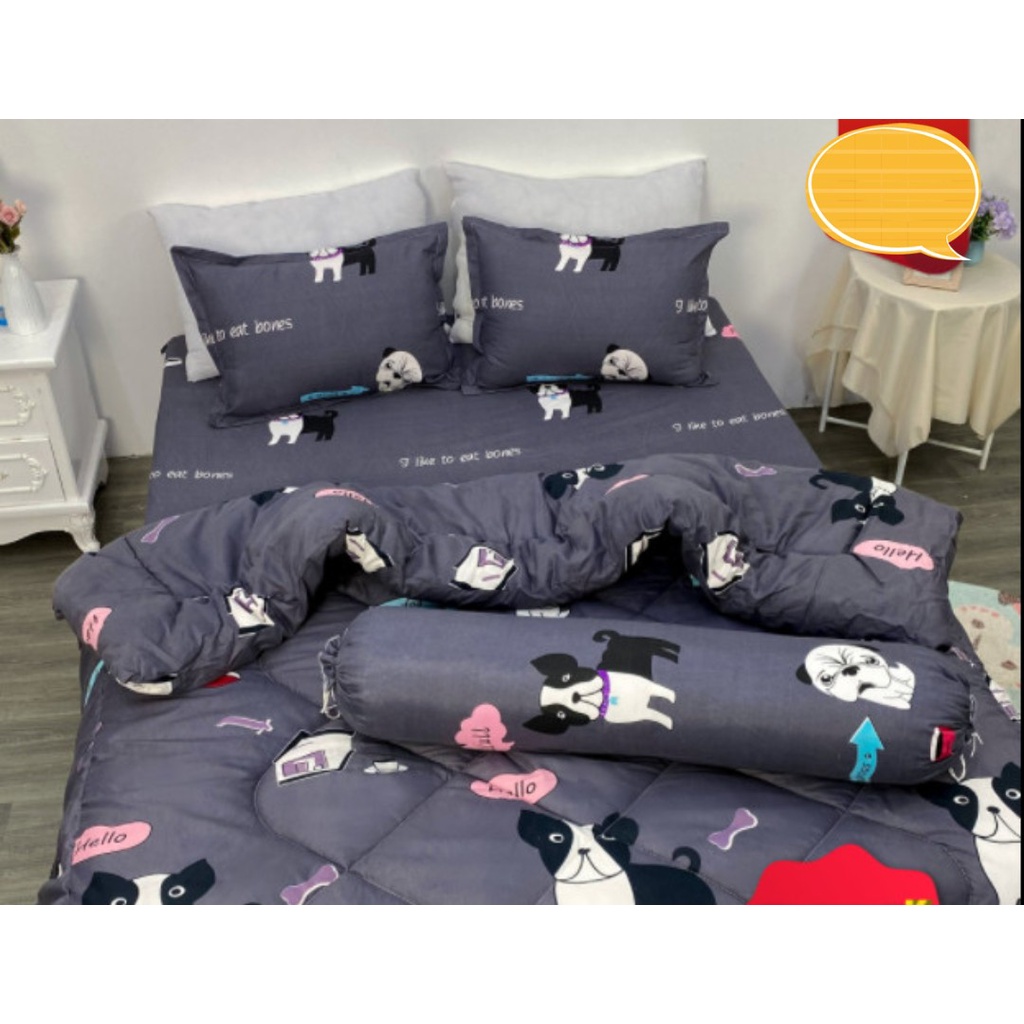 Bộ Drap Ga Tặng Kèm 2 Vỏ Gối 1m2x2m,1m6x2mmẫu doremon tem thư