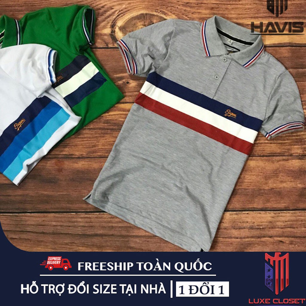 Áo thun nam có cổ Havis phối 3 sọc ngang cực đẹp ASTD052 | BigBuy360 - bigbuy360.vn