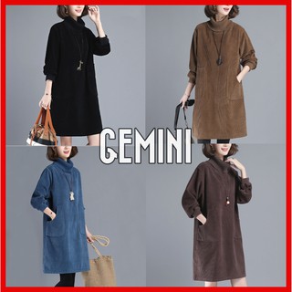Váy Len Kiểu Dáng Suông Cổ Cao Thời Trang Hàn Quốc Ulzzang