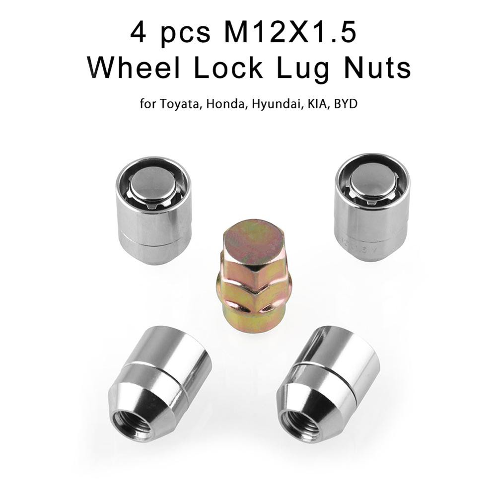 Bộ 4 Đai Ốc Khóa Bánh Xe Ô Tô Kèm 1 Chốt Vặn Chống Trộm 1.13 M12X1.5