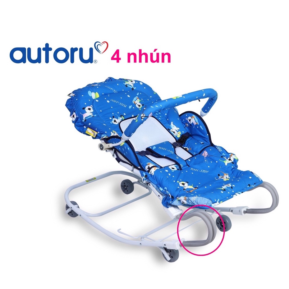Xe nhún bập bênh cho bé ăn bột gấp gọn hiệu Autoru kèm mùn chụp-xe 4 nhún