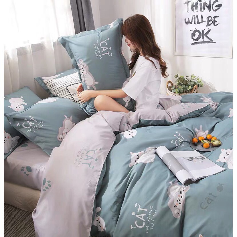 Bộ chăn ga gối , coton poly Emmibedding họa tiết kute đủ size miễn phí bo chun | BigBuy360 - bigbuy360.vn