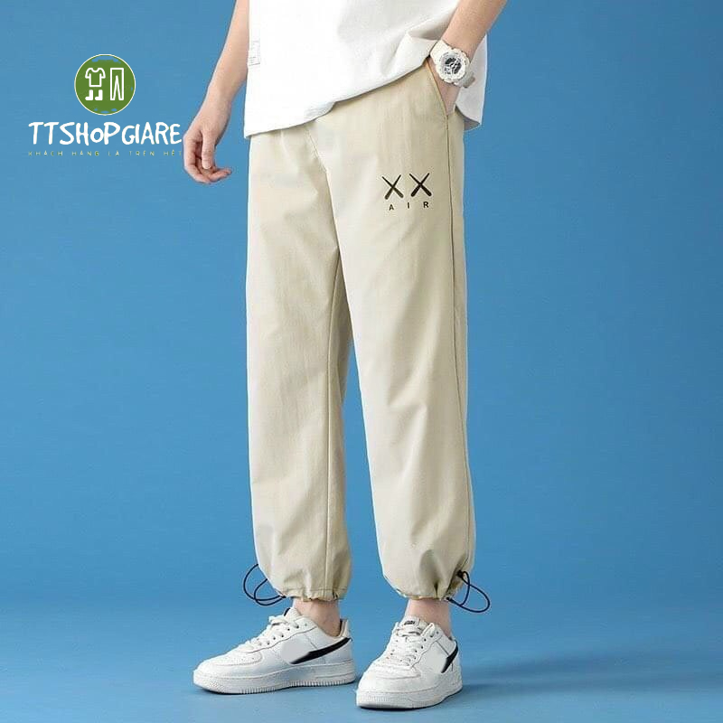 Quần jogger kaki túi hộp dán gấu form nam nữ