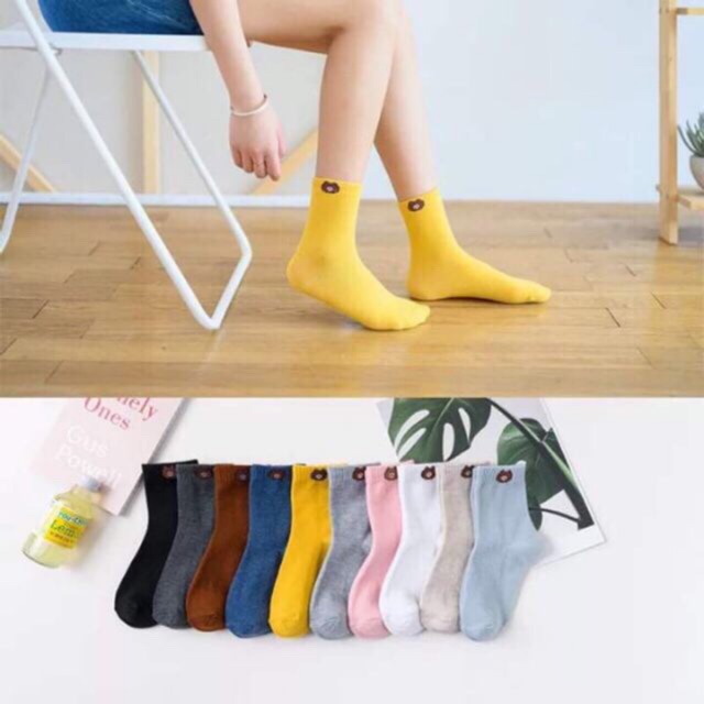 Tất cổ cao nữ, vớ cổ cao nữ hình gấu xinh xắn vải cotton co giãn 10 đôi đủ màu TC96 - VHT SHOP