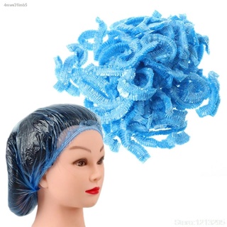 Mũ tắm không thấm nước dùng một lầnﺴ❀100 chiếc Clear dùng một lần cho Salon tóc Mũ tắm Mũ tắm chống thấm nước đàn hồi W2