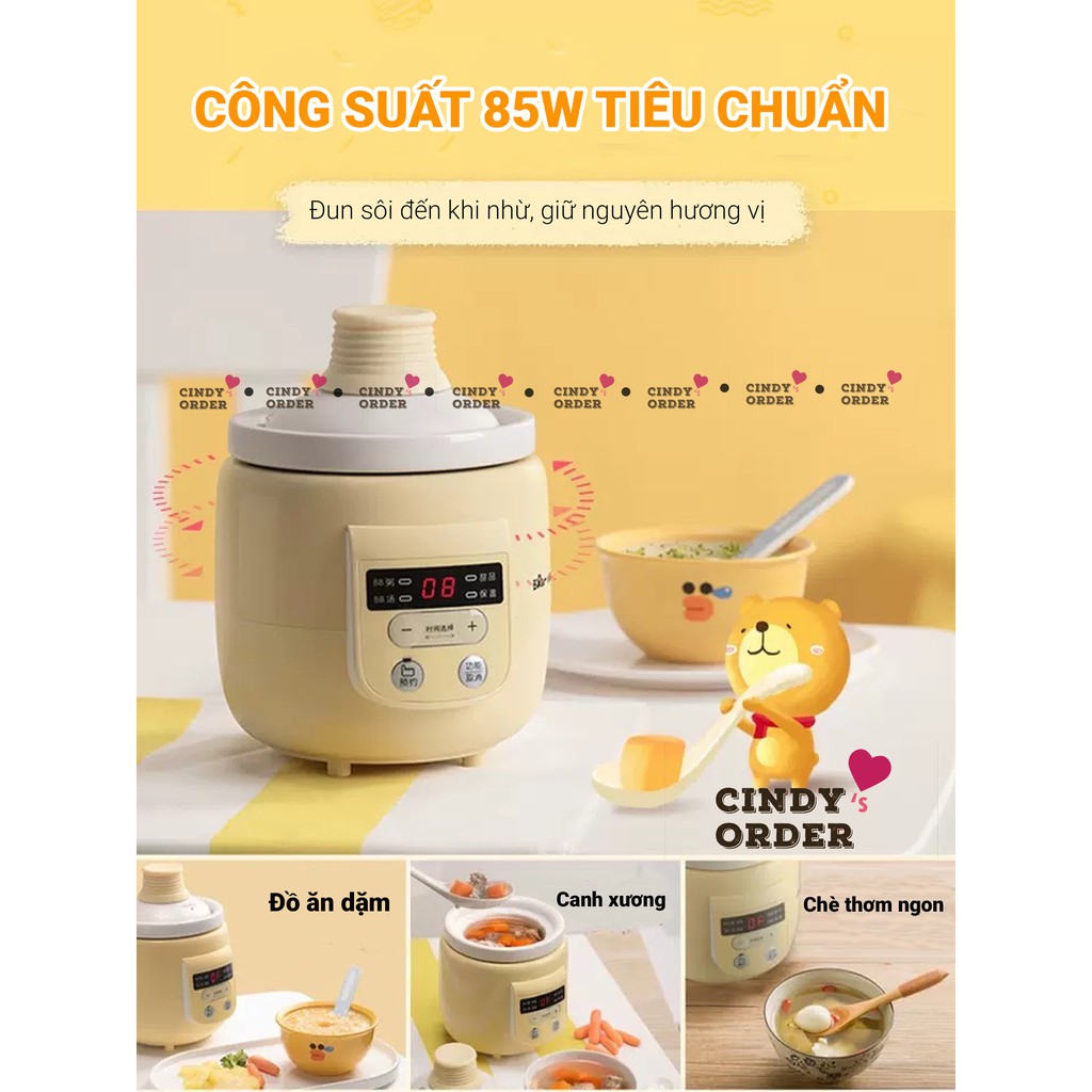 Nồi nấu cháo chậm Bear DDG-D05B1 dung tích 0.5L 4 chế độ dành riêng cho bé