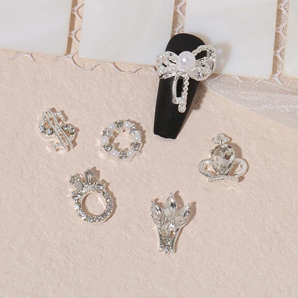 Hộp Phụ Kiện Nơ Trang Trí Móng Tay Nghệ Thuật|Phụ Kiện Trang Trí Móng Tay Hình Vương Miện 3D Lấp Lánh Thời Trang Nhật Bản