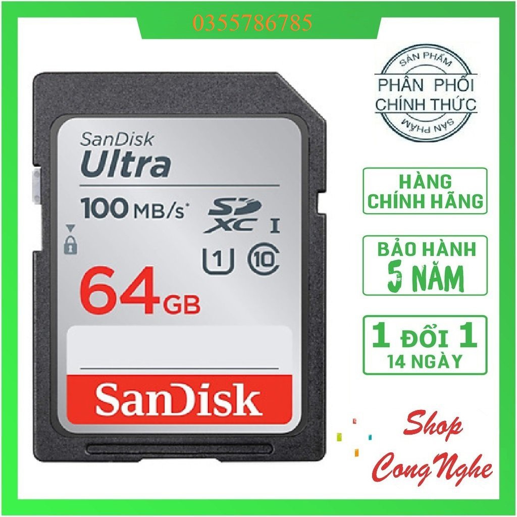 Thẻ nhớ SD Sandisk 16GB  32G 64G Ultra Class 10 và Extreme Pro tốc độ cao 4K cho máy ảnh máy quay