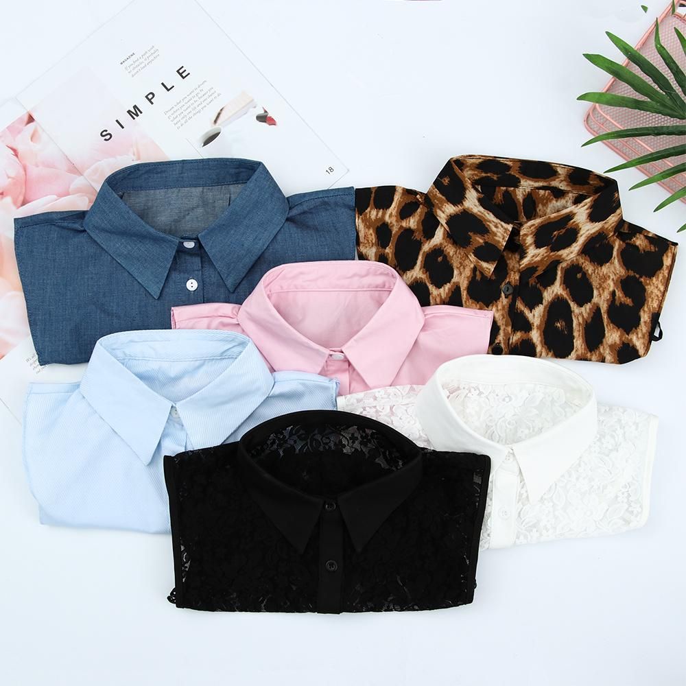 Cổ áo sơ mi giả họa tiết da báo chất liệu cotton màu trắng/đen phong cách cao bồi cổ điển thời trang cho nam và nữ