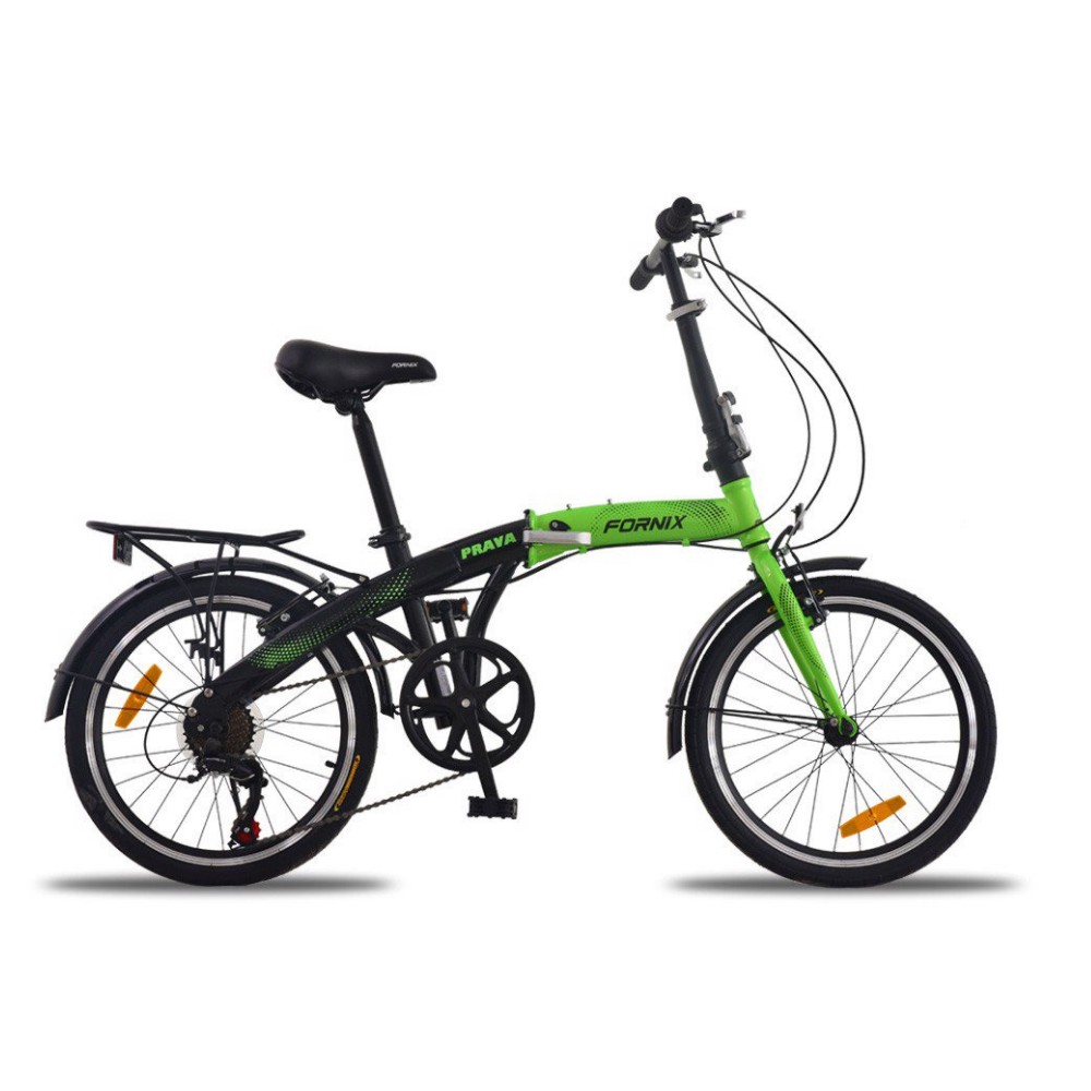 Xe đạp gấp FORNIX PRAVA Tay Đề SHIMANO SL-RS35 Cùi Đề sau SHIMANO RD-TZ31 vòng bánh 20in Màu Xanh Lá Đen