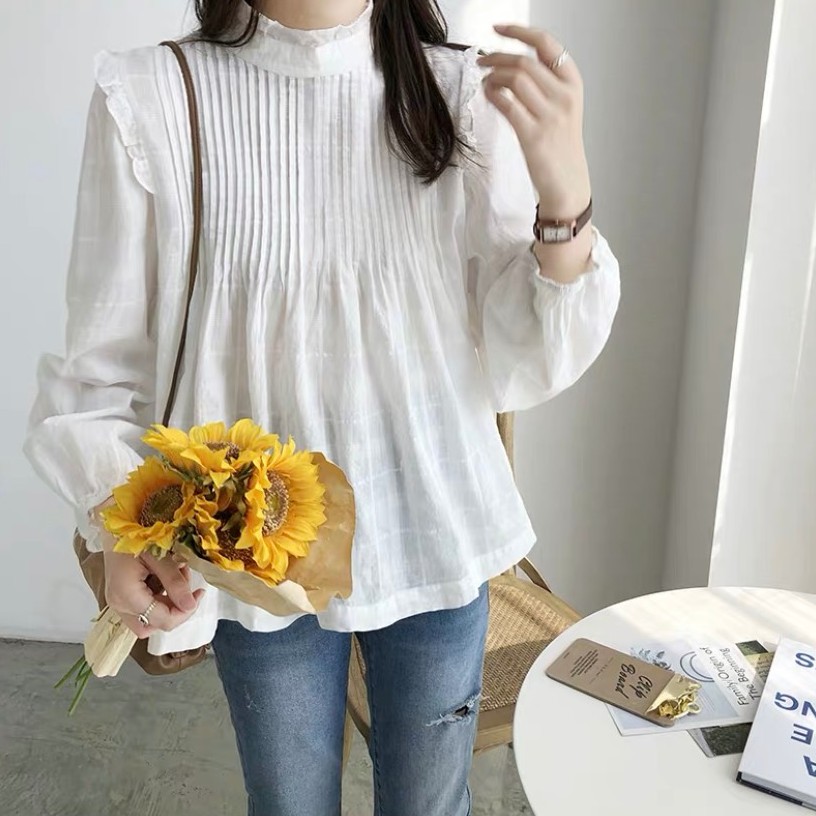 áo babydoll tiểu thư A254 cổ bèo ly ngực quảng châu Thời trang Xmin | BigBuy360 - bigbuy360.vn