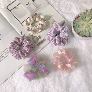 Buộc tóc scrunchies tone màu tím