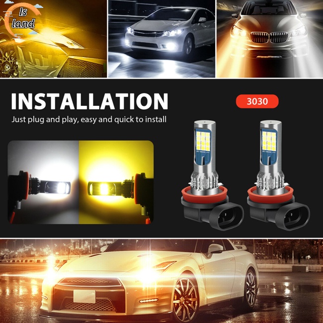 Set 2 Bóng Đèn Led Sương Mù H8 H11 H16 Màu Trắng/Vàng Chống Thấm Nước Ip65 Chuyên Dụng Cho Xe Hơi